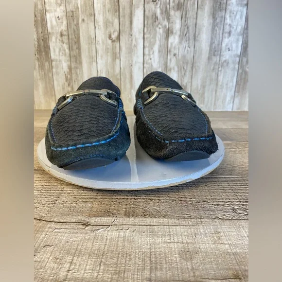 Donald Pliner Victor Mens Casual Shoes Embossed Black Leather Loafers Size 9M - Picture 4 of 15